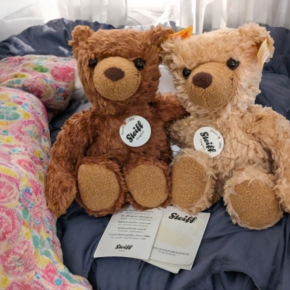 STEIFF 113703 KIMBA & KAI BROWN TAN TEDDY BEARS STUFFED ANIMAL PLUSH TOY NWT